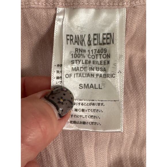 Frank & Eileen Eileen Tattered Denim Dusty Pink Button Down Shirt Lagenlook Sz S - Picture 5 of 11